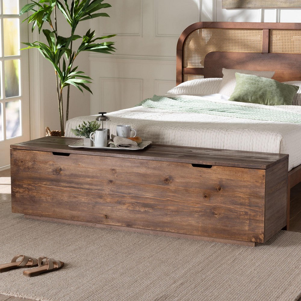 bali & pari  - Alfonso Storage Trunk in Brown Wash - Alfonso-Brown-Wooden-Bench-Boxed view 9