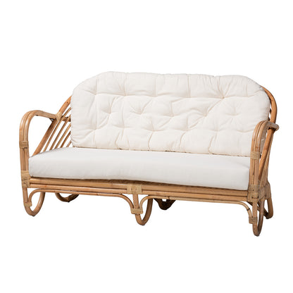 bali & pari - Aliane Loveseat in White/Natural Brown - DC8041-Rattan-LS view 1