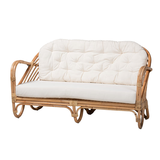 bali & pari - Aliane Loveseat in White/Natural Brown - DC8041-Rattan-LS view 1