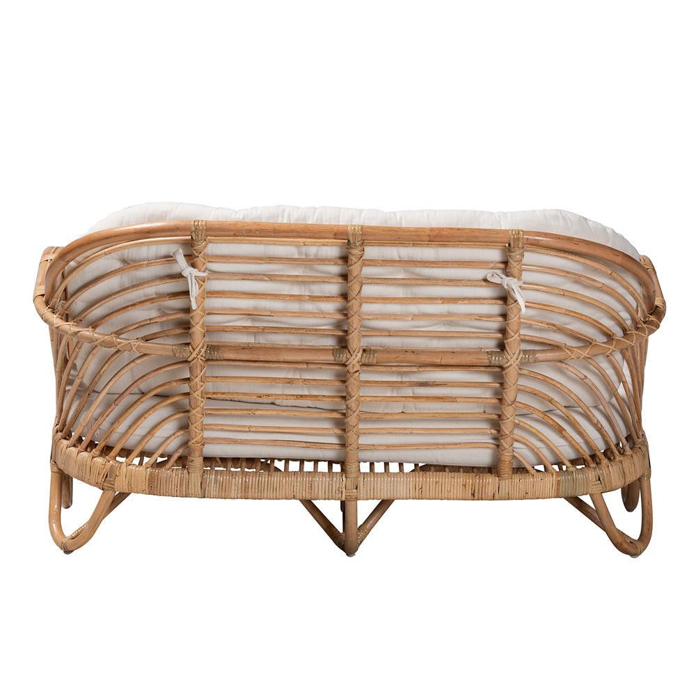 bali & pari - Aliane Loveseat in White/Natural Brown - DC8041-Rattan-LS view 4