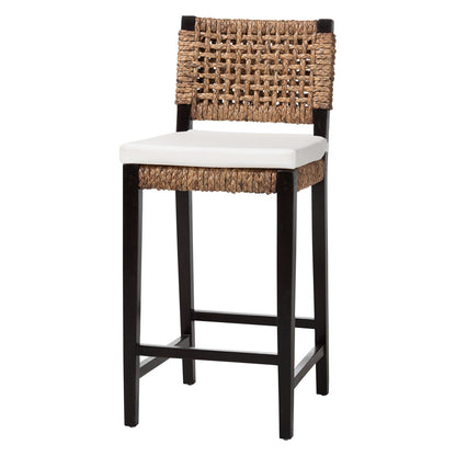 bali & pari - Alise Bar Stool in Natural Brown/Dark Brown - Alise-Mahogany-Cushion-BS view 1