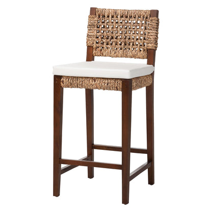 bali & pari - Alise Bar Stool in Natural/Earthy Brown - Alise-Mahogany-Brown-Cushion-BS view 1