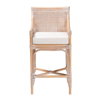 bali & pari - Allen Counter Stool in Whitewash Brown - Allen-White Washed Rattan-Cushion-CS view 2