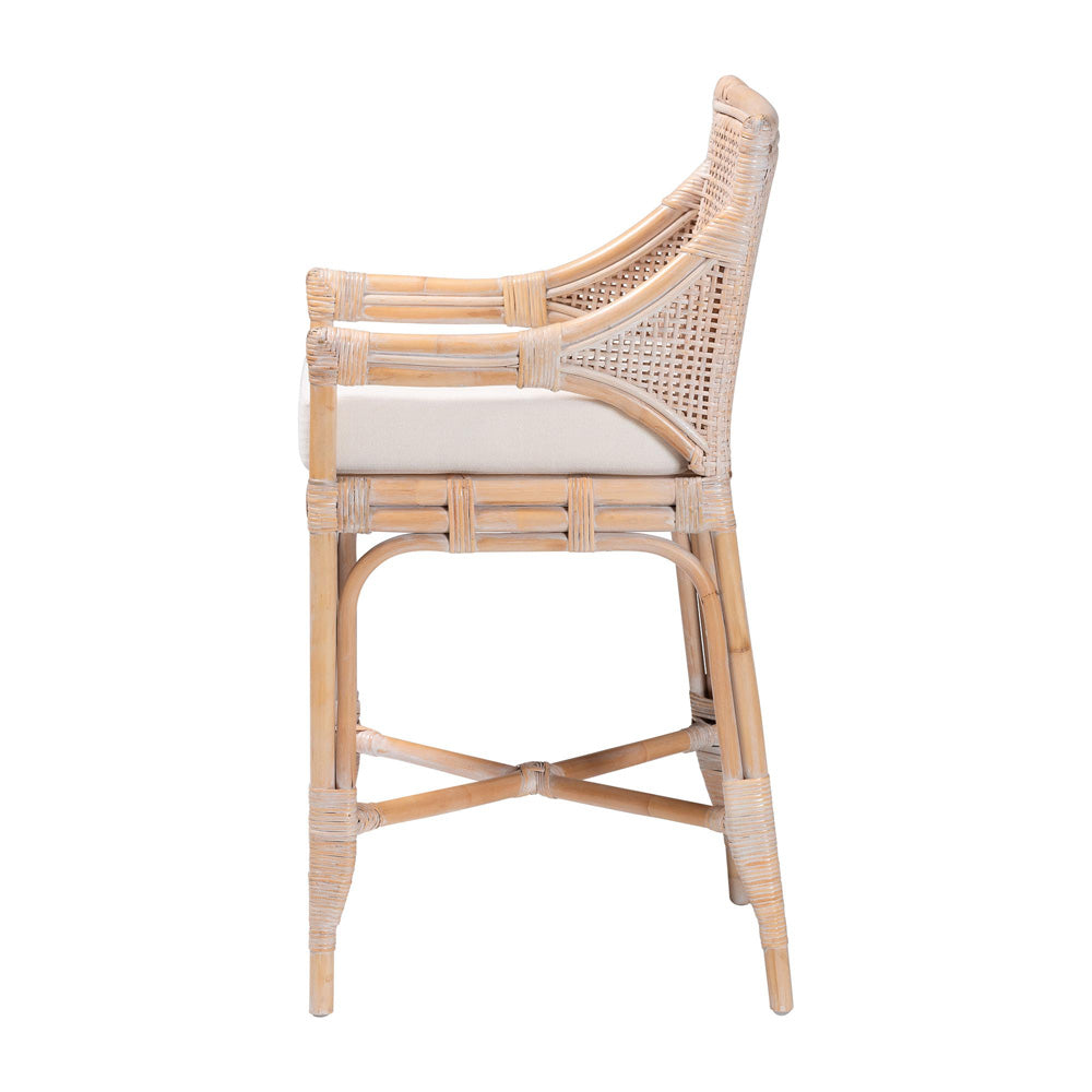 bali & pari - Allen Counter Stool in Whitewash Brown - Allen-White Washed Rattan-Cushion-CS view 3