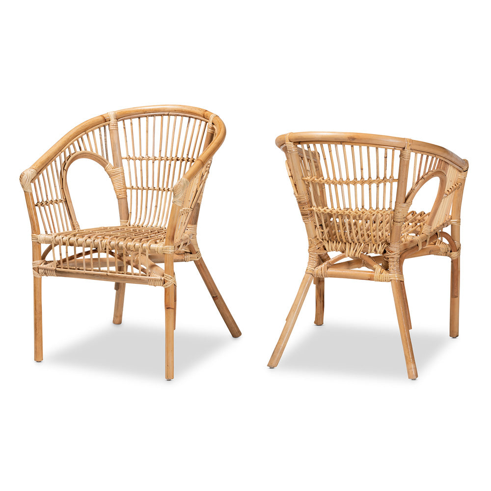 bali & pari - Alleta Set of 2 Dining Chairs in Natural Brown - 12719-Rattan-DC view 1