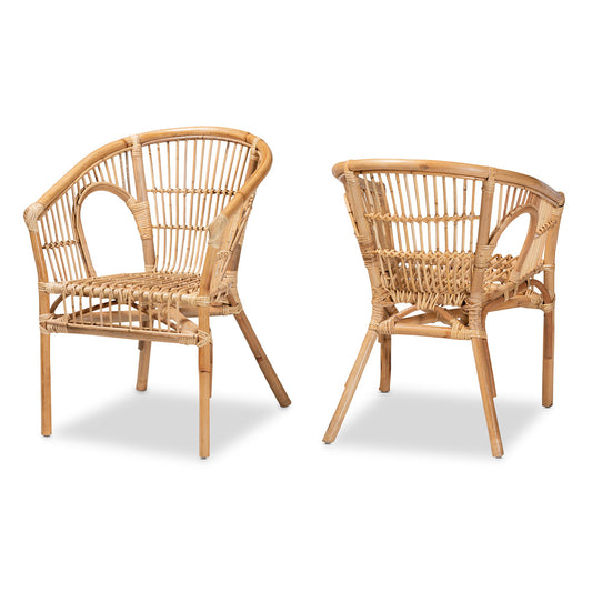 bali & pari - Alleta Set of 2 Dining Chairs in Natural Brown - 12719-Rattan-DC view 1