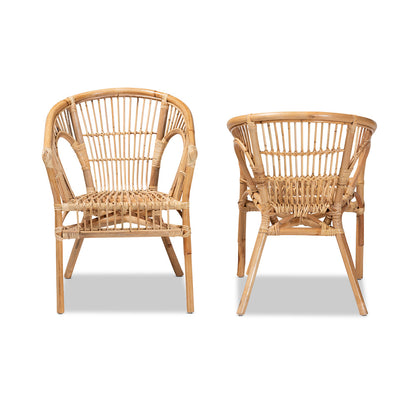 bali & pari - Alleta Set of 2 Dining Chairs in Natural Brown - 12719-Rattan-DC view 2