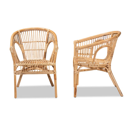 bali & pari - Alleta Set of 2 Dining Chairs in Natural Brown - 12719-Rattan-DC view 3