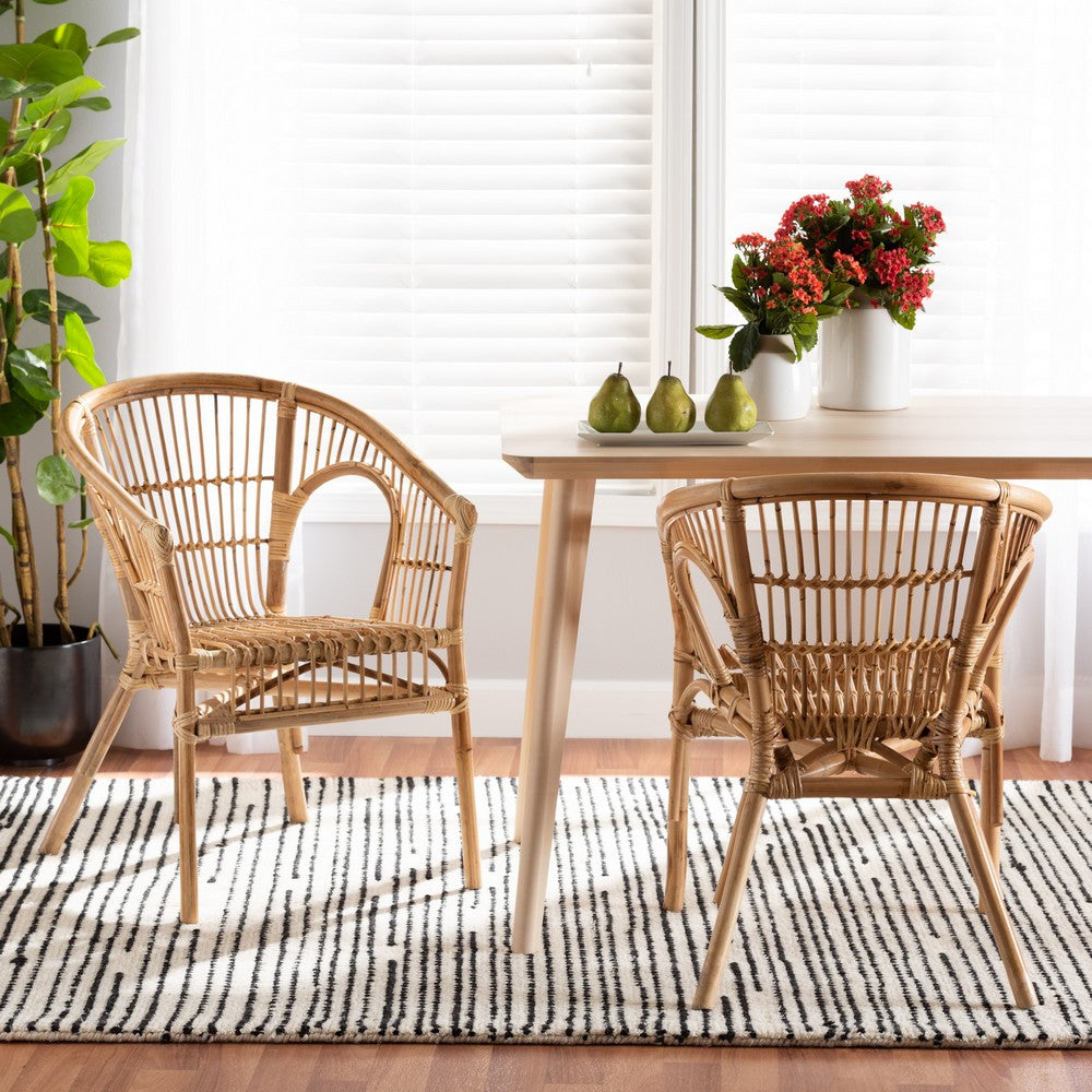 bali & pari - Alleta Set of 2 Dining Chairs in Natural Brown - 12719-Rattan-DC view 7