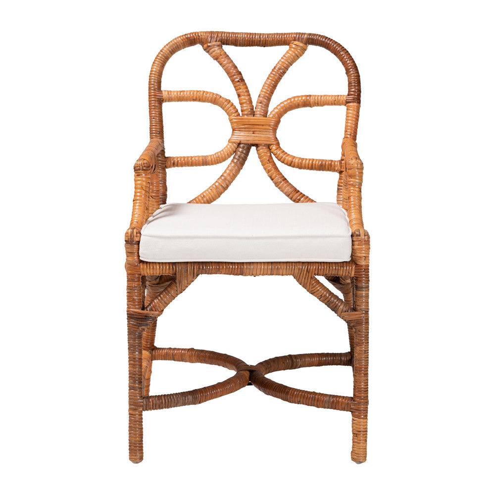 bali & pari - Alondra Dining Chair in Light Honey - Alondra-Light Honey/Rattan-Arm-Cushion-DC view 2
