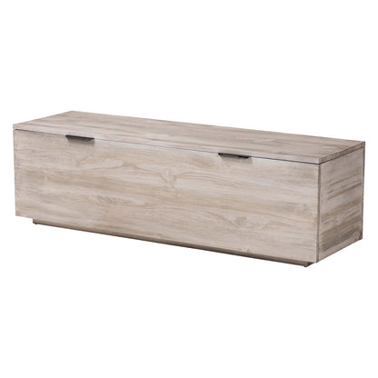 bali & pari  - Alvaro Storage Trunk in White Wash/Black - Alvaro-White Wash-Wooden-Bench-Boxed view 1