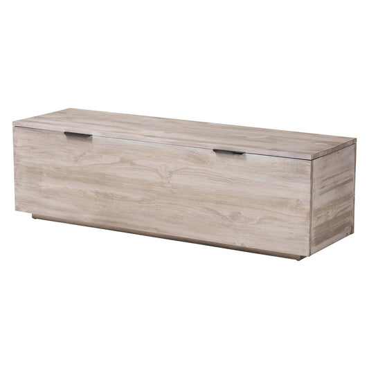 bali & pari  - Alvaro Storage Trunk in White Wash/Black - Alvaro-White Wash-Wooden-Bench-Boxed view 1