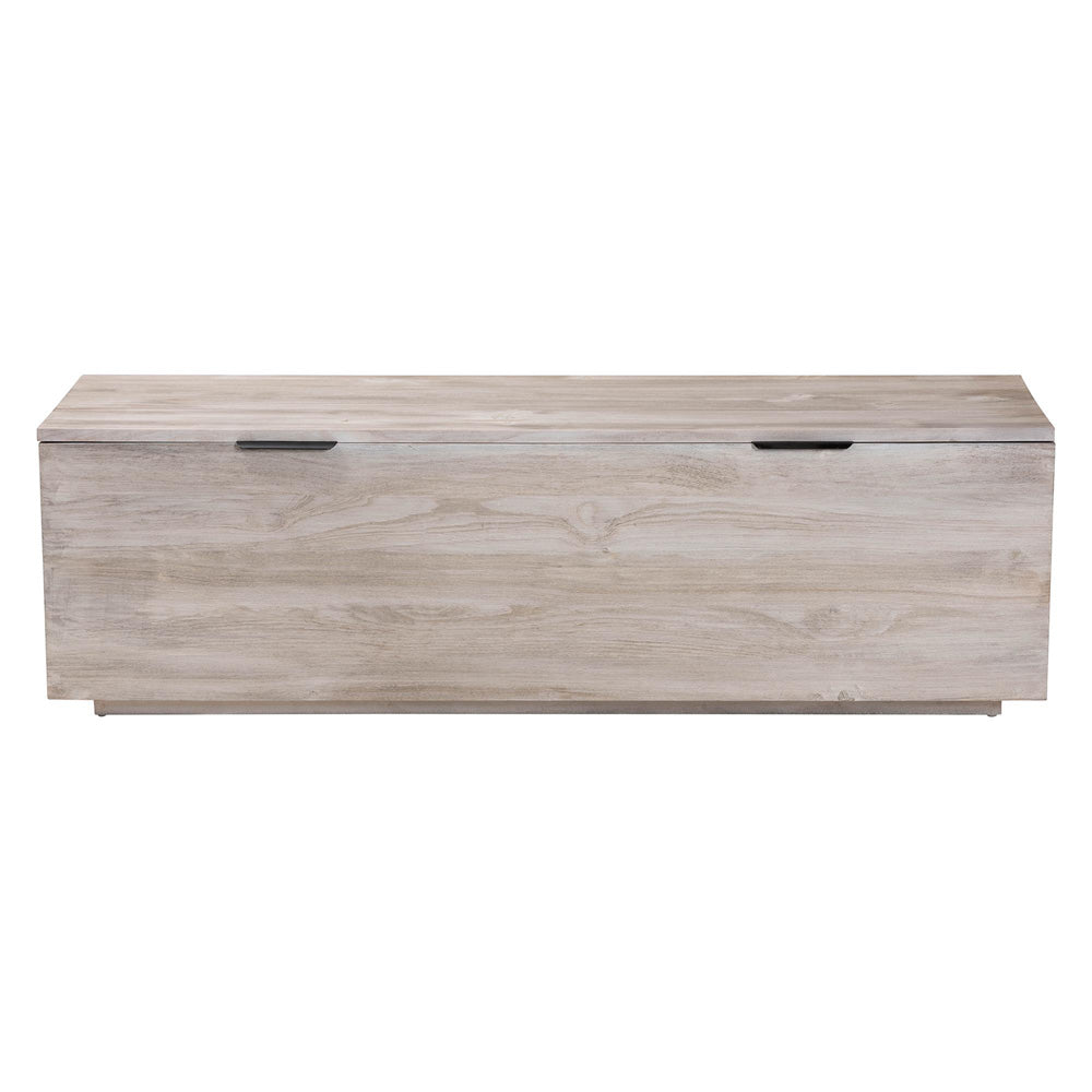 bali & pari  - Alvaro Storage Trunk in White Wash/Black - Alvaro-White Wash-Wooden-Bench-Boxed view 3