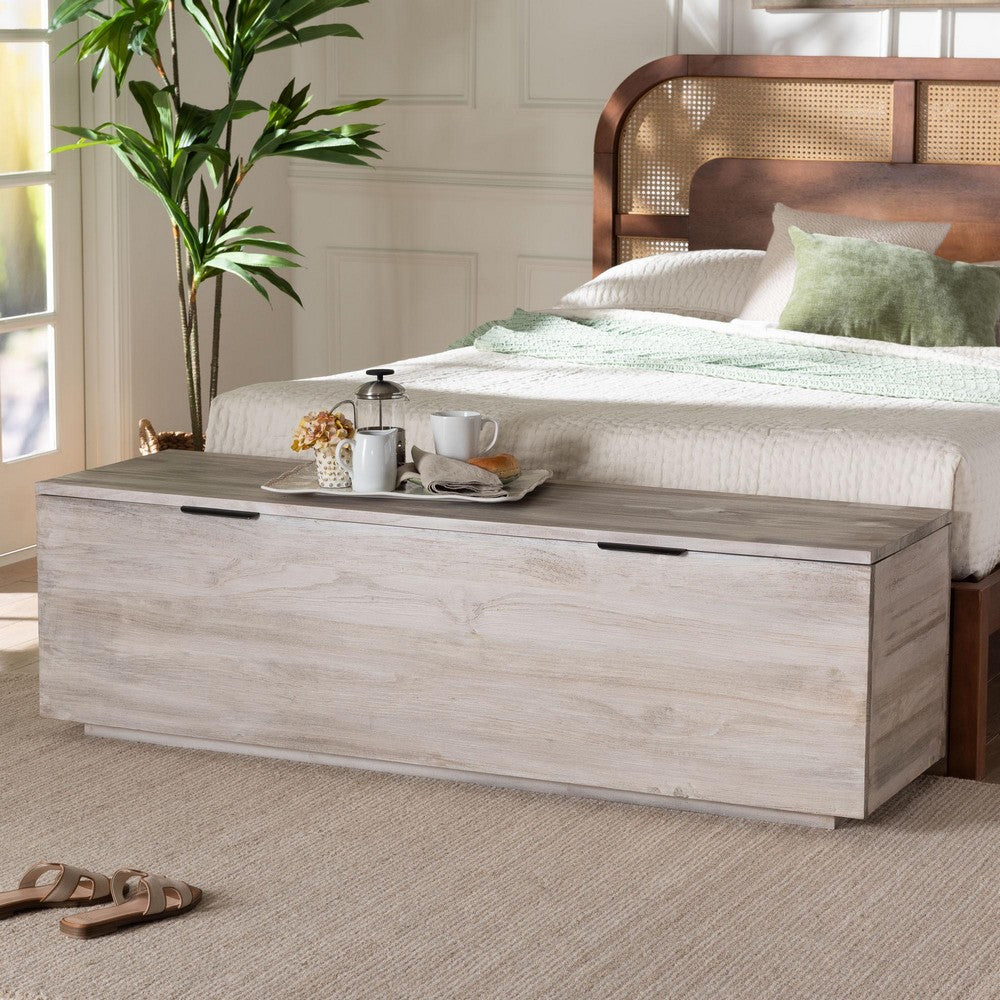 bali & pari  - Alvaro Storage Trunk in White Wash/Black - Alvaro-White Wash-Wooden-Bench-Boxed view 9