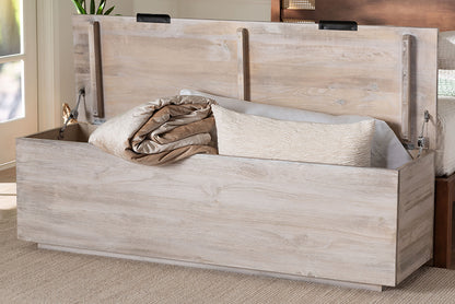 bali & pari  - Alvaro Storage Trunk in White Wash/Black - Alvaro-White Wash-Wooden-Bench-Boxed view 10