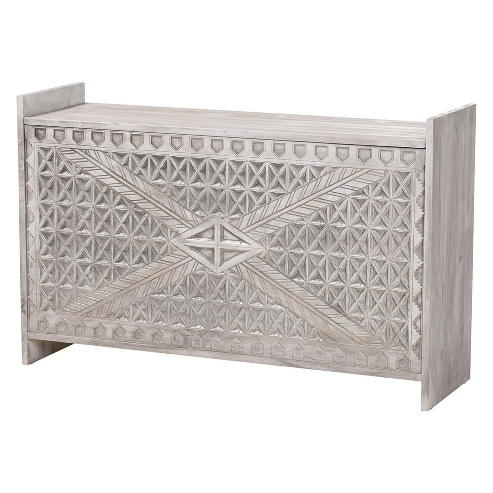 bali & pari  - Amado Chest in White Wash - Amado-White Wash-Wooden-Bench-Boxed view 1