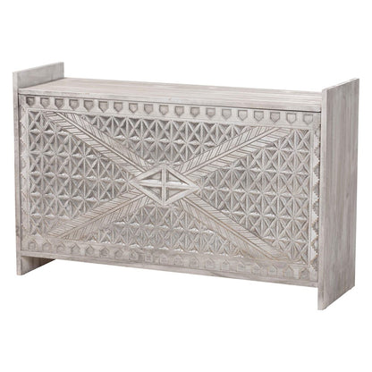 bali & pari  - Amado Chest in White Wash - Amado-White Wash-Wooden-Bench-Boxed view 1