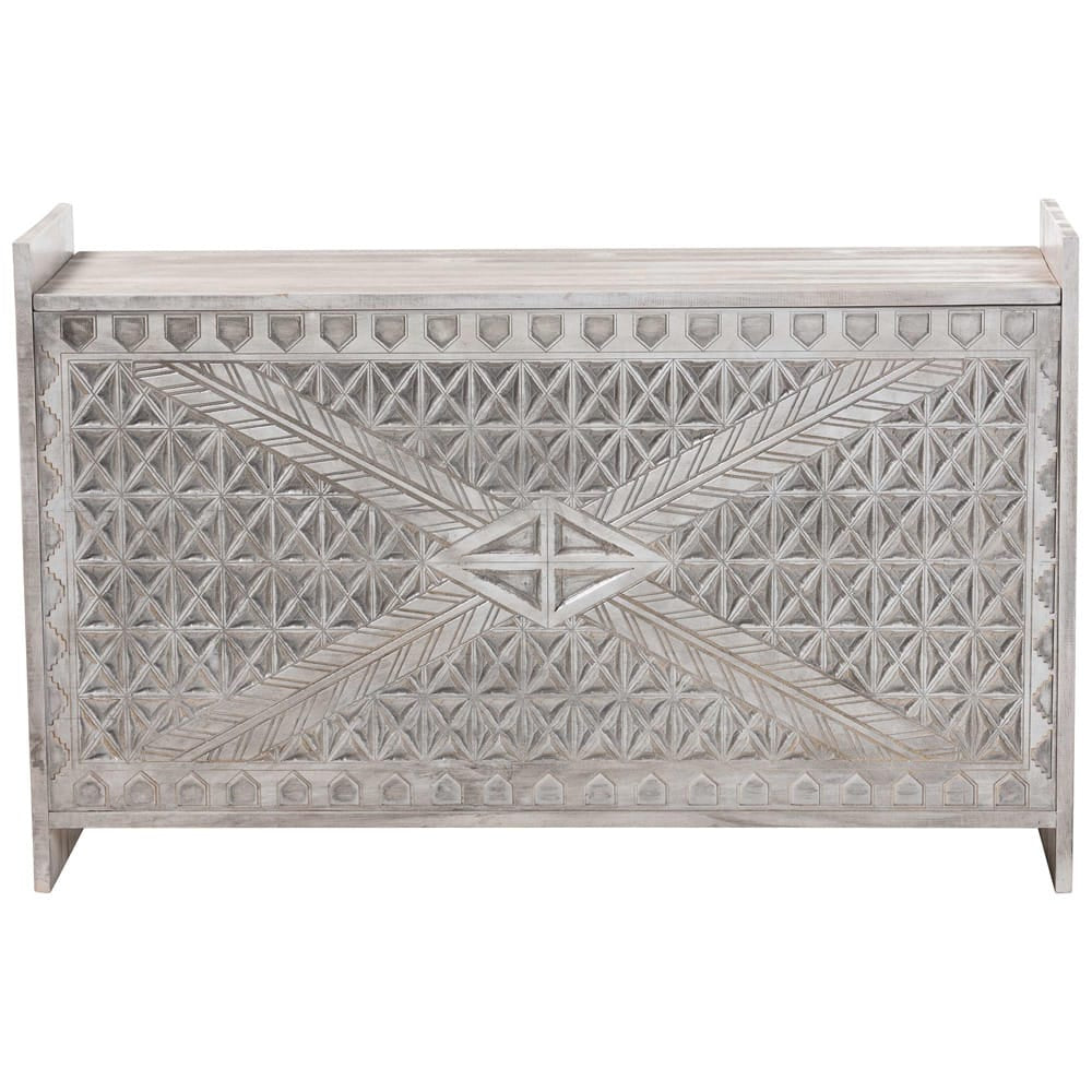 bali & pari  - Amado Chest in White Wash - Amado-White Wash-Wooden-Bench-Boxed view 3
