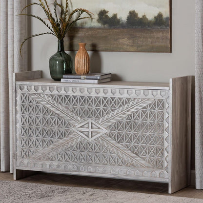 bali & pari  - Amado Chest in White Wash - Amado-White Wash-Wooden-Bench-Boxed view 9