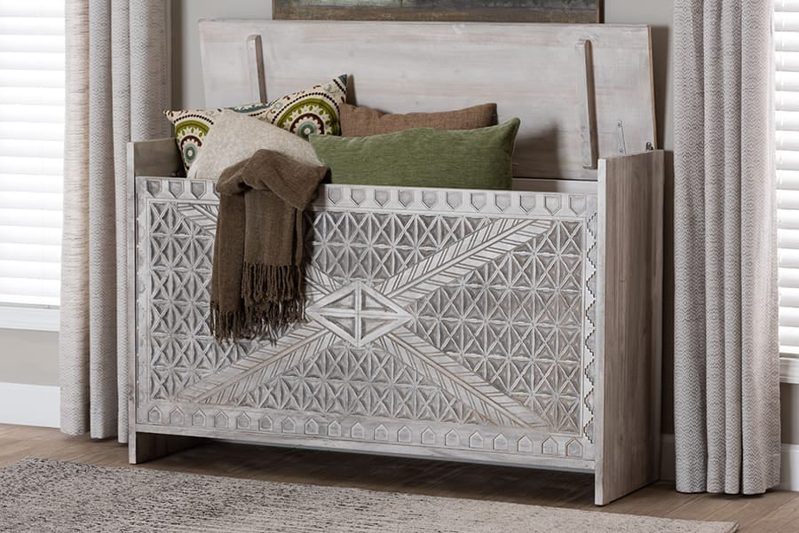 bali & pari  - Amado Chest in White Wash - Amado-White Wash-Wooden-Bench-Boxed view 10