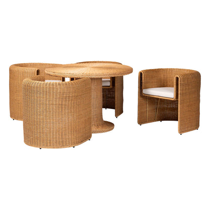 bali & pari - Amaya Dining Set in Light Honey - Amaya-Light Honey-5PC Dining Set view 1