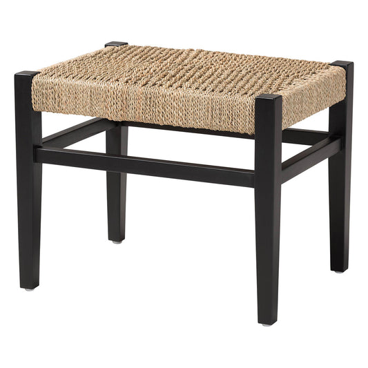 bali & pari - Amber Bench in Natural Brown/Black - Amber-Natural/Black Matte-Wooden/Seagrass-Bench view 1