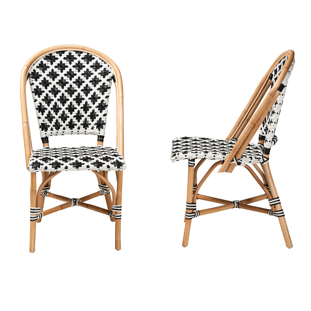 bali & pari - Ambre Set of 2 Dining Chairs in Black/White/Natural Brown - BC003-Rattan-DC view 3