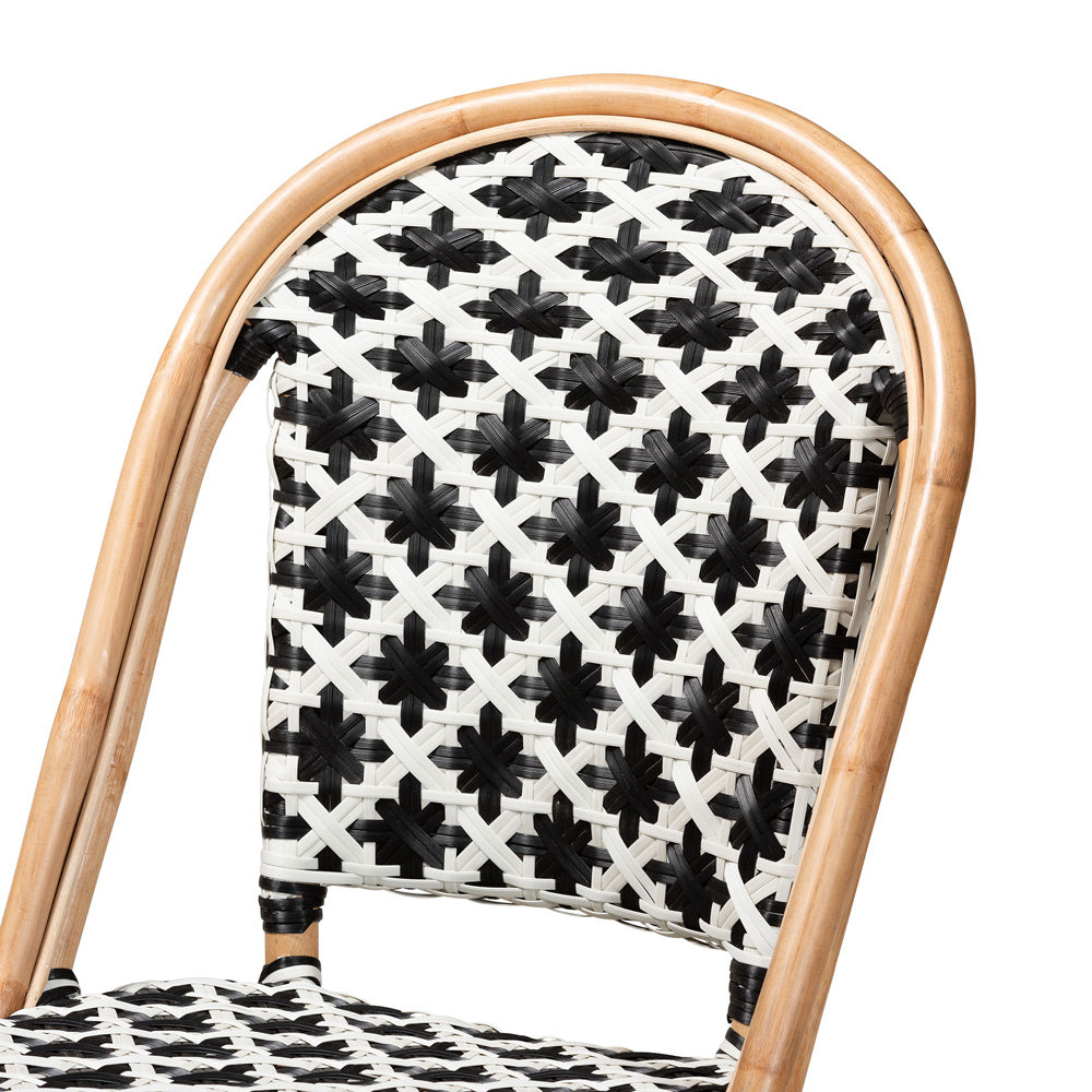 bali & pari - Ambre Set of 2 Dining Chairs in Black/White/Natural Brown - BC003-Rattan-DC view 4