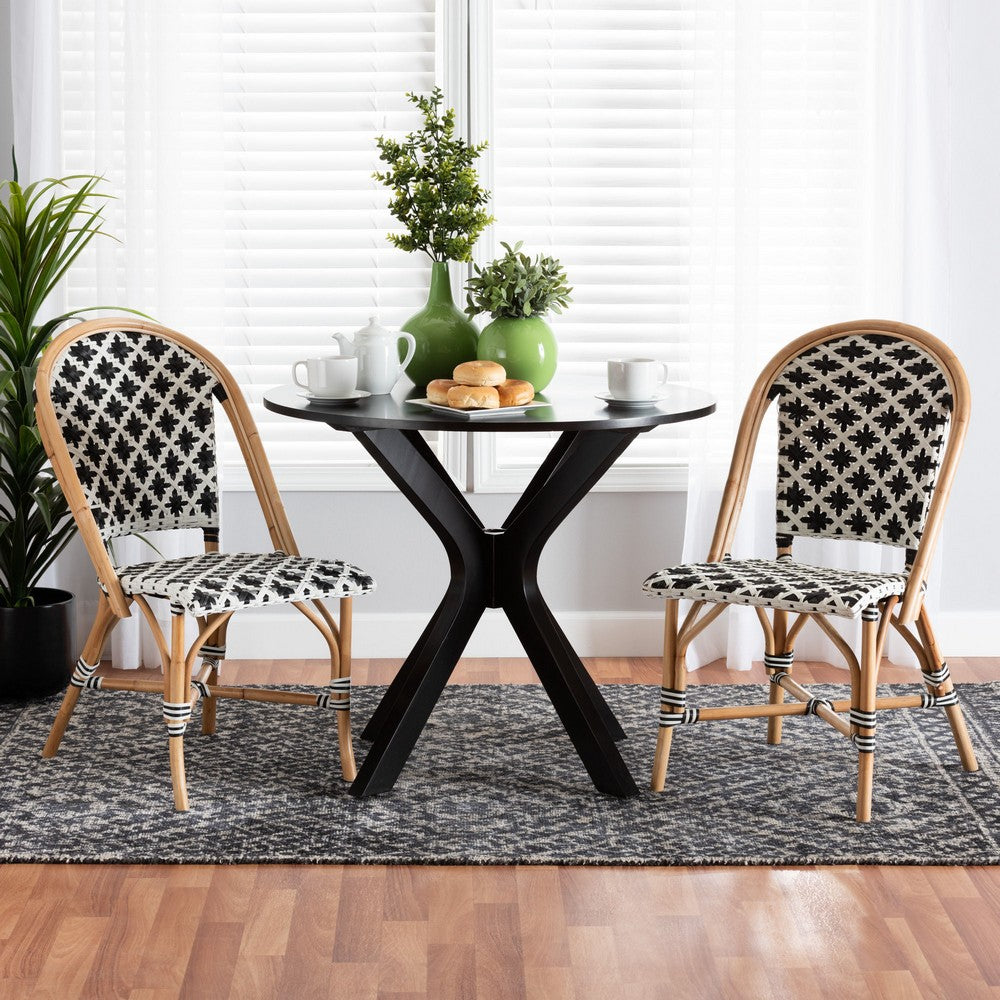 bali & pari - Ambre Set of 2 Dining Chairs in Black/White/Natural Brown - BC003-Rattan-DC view 7