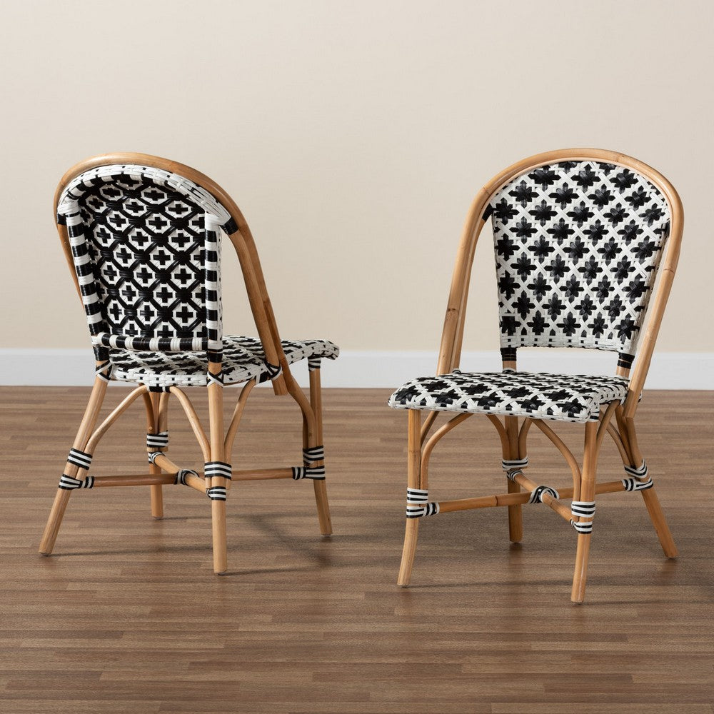 bali & pari - Ambre Set of 2 Dining Chairs in Black/White/Natural Brown - BC003-Rattan-DC view 8