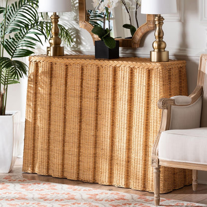 bali & pari - Andrea Console Table in Light Honey - Andrea-Light Honey Rattan-Console Table view 7