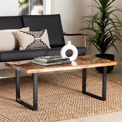 bali & pari - Apio Coffee Table in Natural Brown/White/Black - Apio-Hollow Teak Wood/Resin-Coffee Table-Boxed view 7