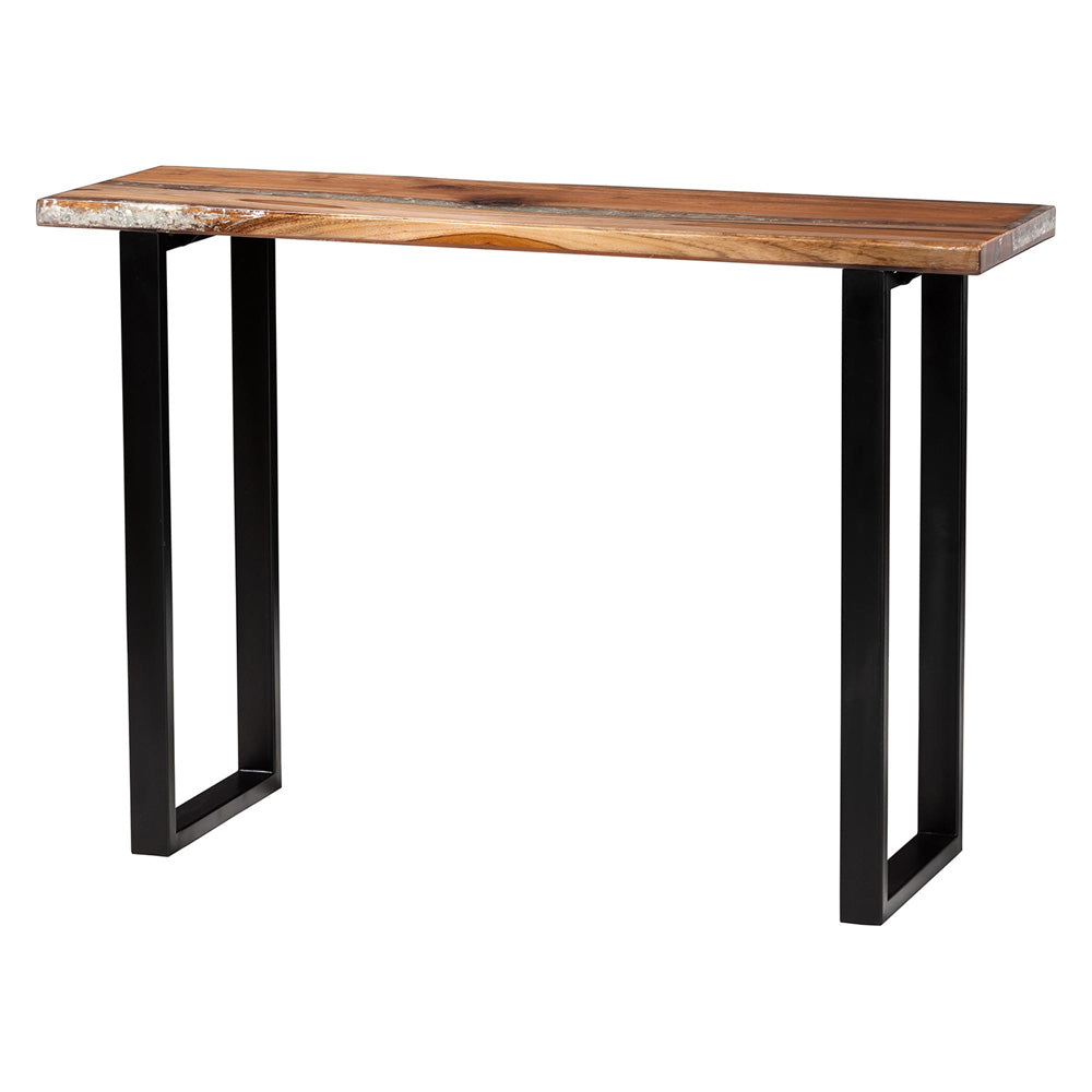 bali & pari - Apio Console Table in Natural Brown/White/Black - Apio-Hollow Teak Wood/Resin-Console Table-Boxed view 1