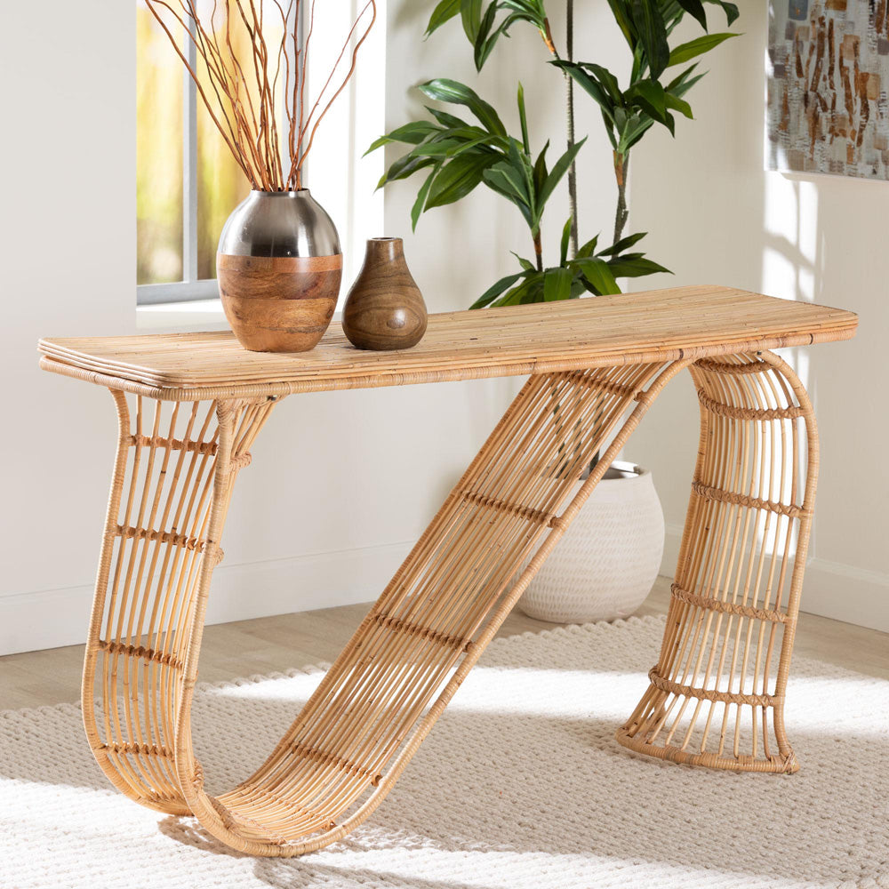 bali & pari - AraceliConsole Table in Light Honey - Araceli-Rattan/Light Honey-Console Table view 8