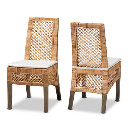 bali & pari - Argos Set of 2 Dining Chairs in White/Natural Brown - Argos-Rattan-DC view 1