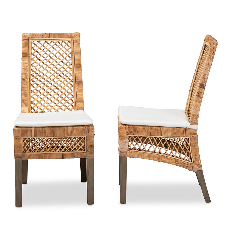 bali & pari - Argos Set of 2 Dining Chairs in White/Natural Brown - Argos-Rattan-DC view 3