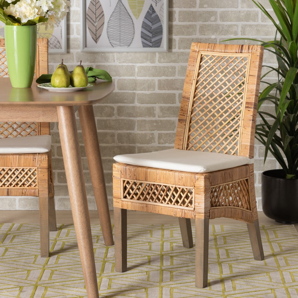 bali & pari - Argos Set of 2 Dining Chairs in White/Natural Brown - Argos-Rattan-DC view 7