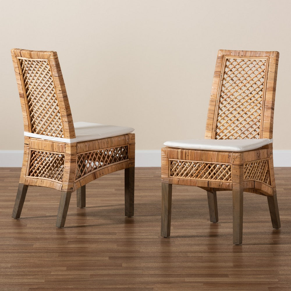 bali & pari - Argos Set of 2 Dining Chairs in White/Natural Brown - Argos-Rattan-DC view 8