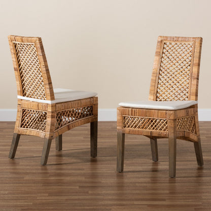 bali & pari - Argos Set of 2 Dining Chairs in White/Natural Brown - Argos-Rattan-DC view 8