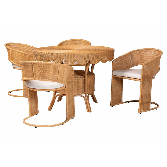 bali & pari - Arisu Dining Set in Light Honey - Arisu-Light Honey-5PC Dining Set view 1