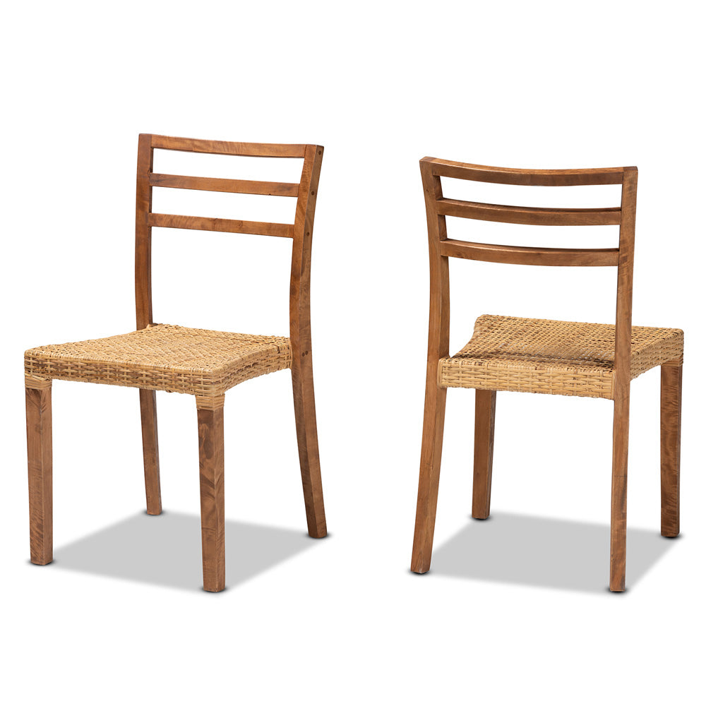 bali & pari - Arthur Set of 2 Dining Chairs in Natural Brown/Walnut Brown - Arthur-Teak-DC view 1