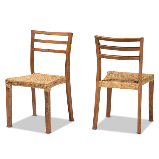 bali & pari - Arthur Set of 2 Dining Chairs in Natural Brown/Walnut Brown - Arthur-Teak-DC view 1