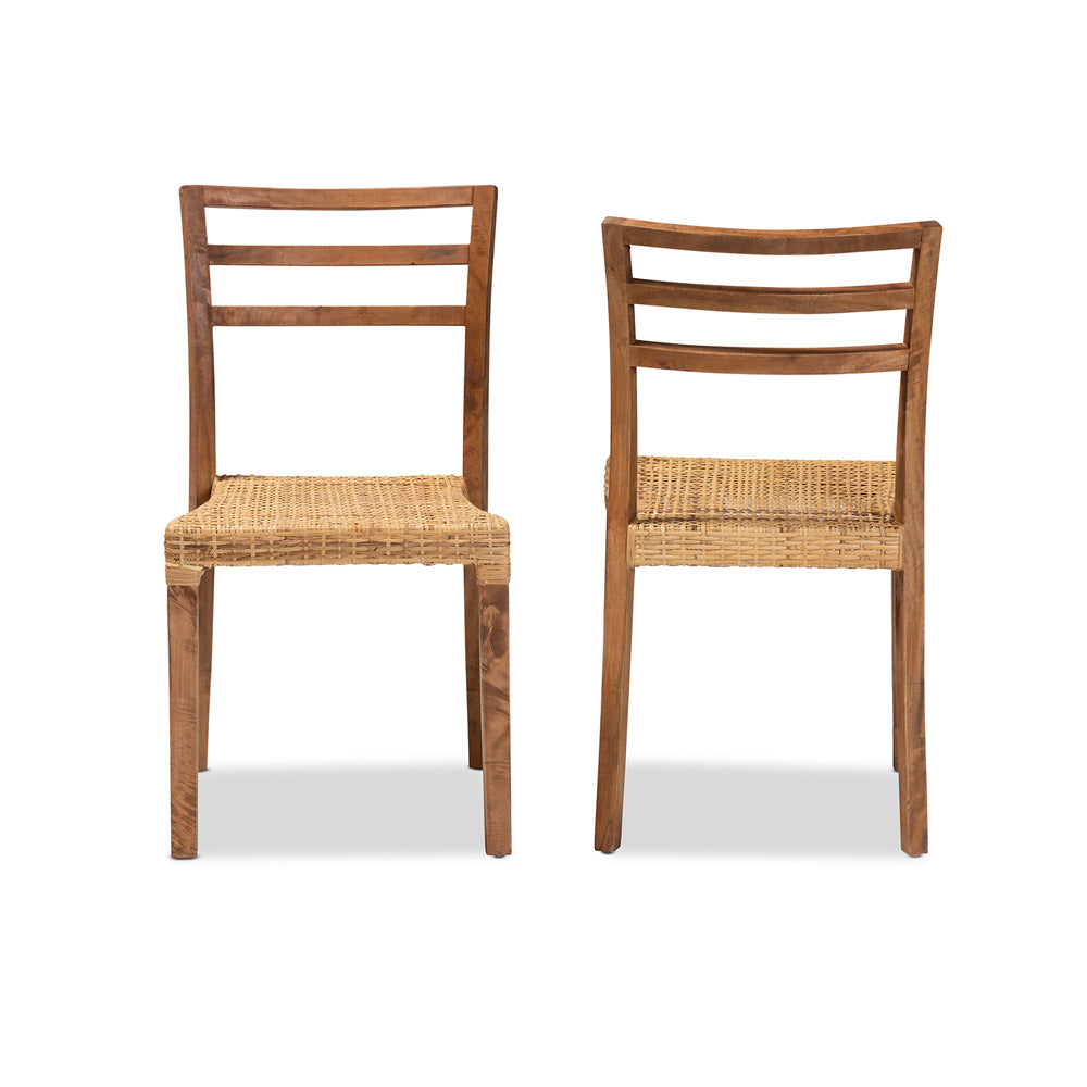 bali & pari - Arthur Set of 2 Dining Chairs in Natural Brown/Walnut Brown - Arthur-Teak-DC view 2