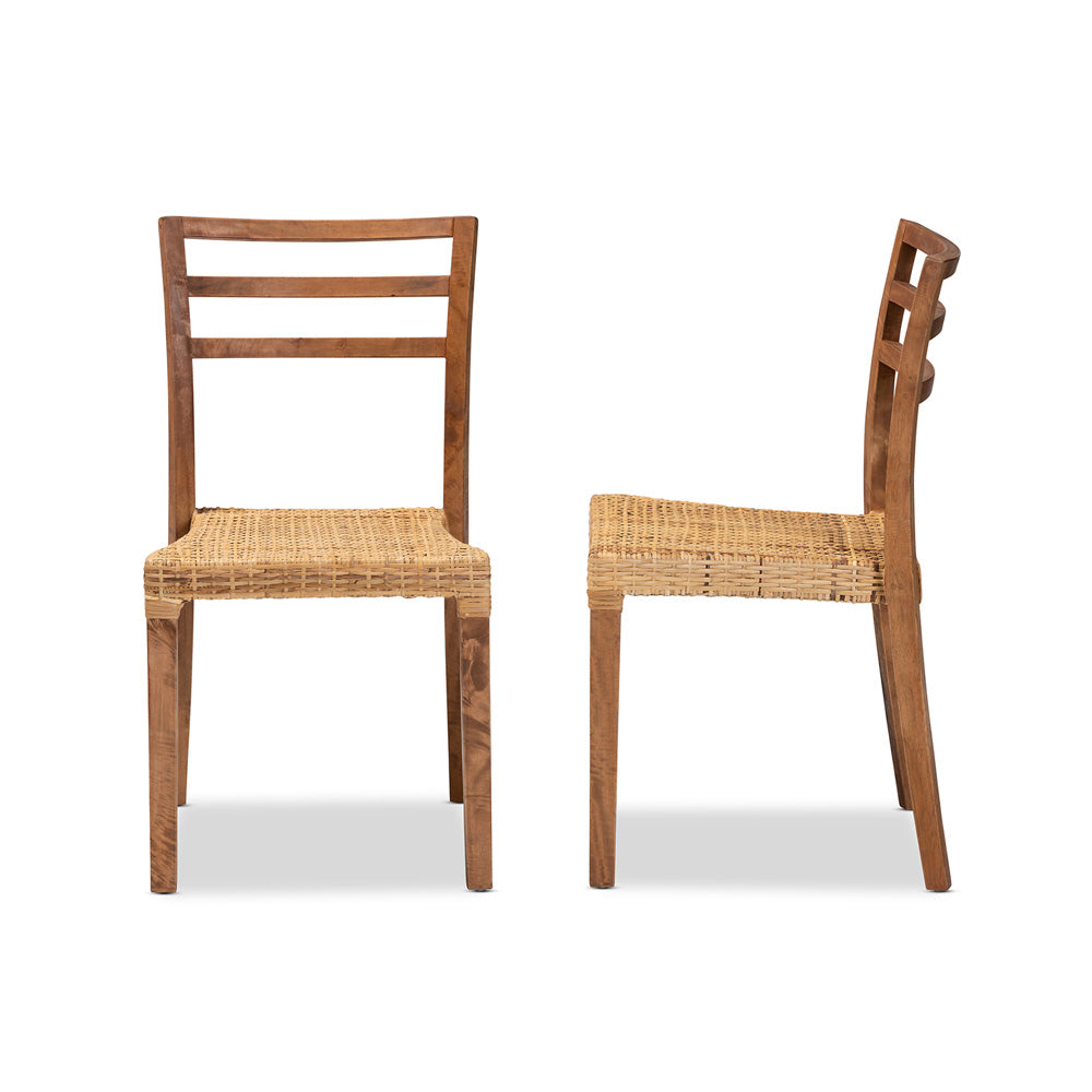 bali & pari - Arthur Set of 2 Dining Chairs in Natural Brown/Walnut Brown - Arthur-Teak-DC view 3