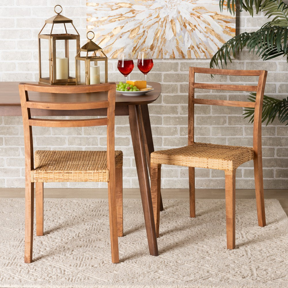 bali & pari - Arthur Set of 2 Dining Chairs in Natural Brown/Walnut Brown - Arthur-Teak-DC view 7