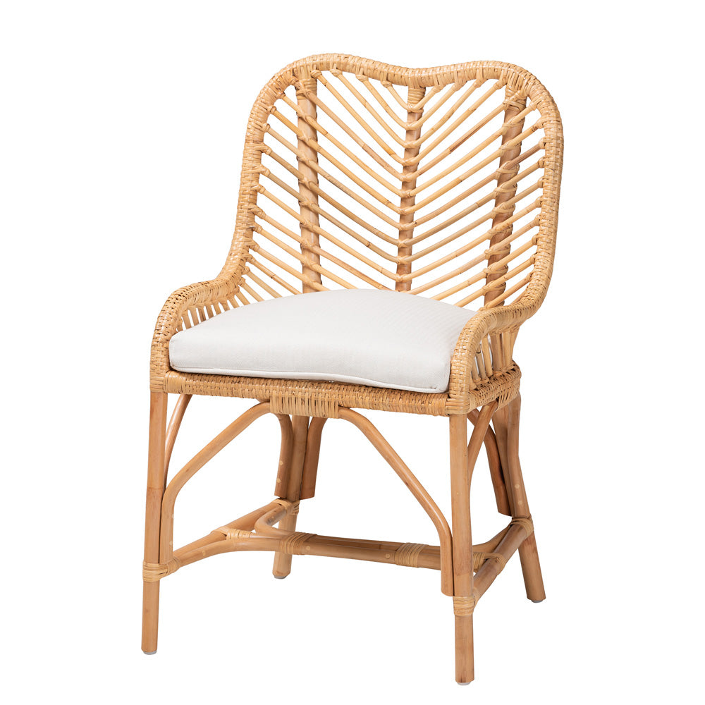 bali & pari - Arween Dining Chair in White/Natural Brown - Arween-Rattan-DC view 1