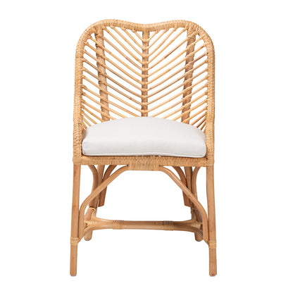 bali & pari - Arween Dining Chair in White/Natural Brown - Arween-Rattan-DC view 2