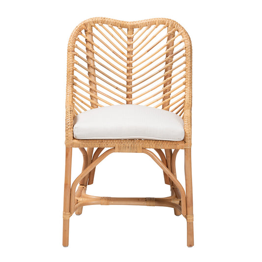 bali & pari - Arween Dining Chair in White/Natural Brown - Arween-Rattan-DC view 2