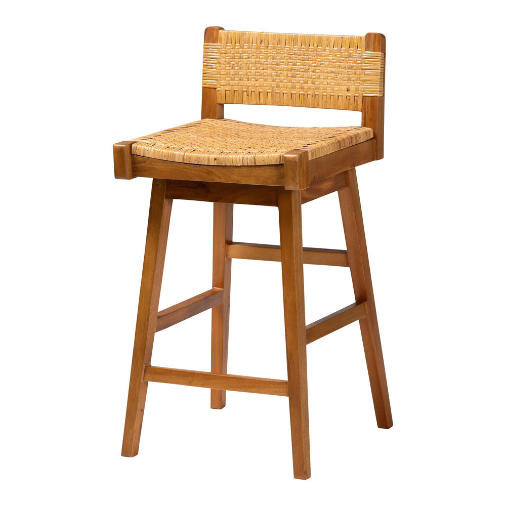 bali & pari - Asgart Bar Stool in Light Honey/Natural Brown - Asgart-SVN089-Mahogany/Rattan-BS view 1