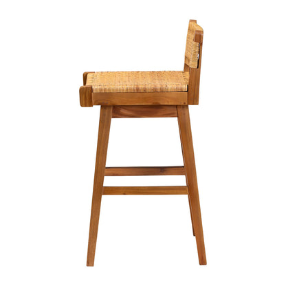 bali & pari - Asgart Bar Stool in Light Honey/Natural Brown - Asgart-SVN089-Mahogany/Rattan-BS view 3